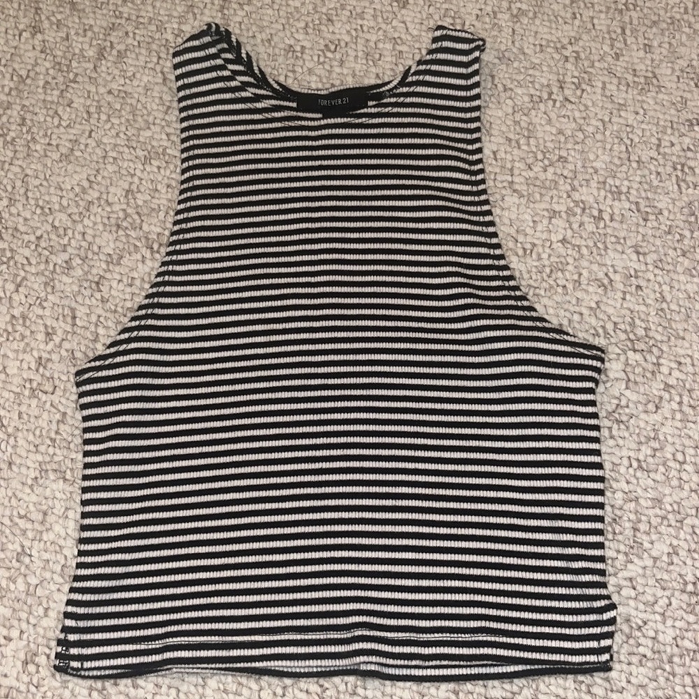 Black & White Stripe Crop Top